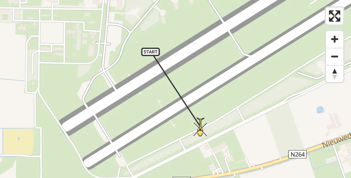 Routekaart van de vlucht: Traumaheli naar Vliegbasis Volkel