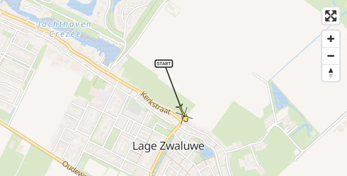 Routekaart van de vlucht: Lifeliner 2 naar Lage Zwaluwe, Kerkstraat