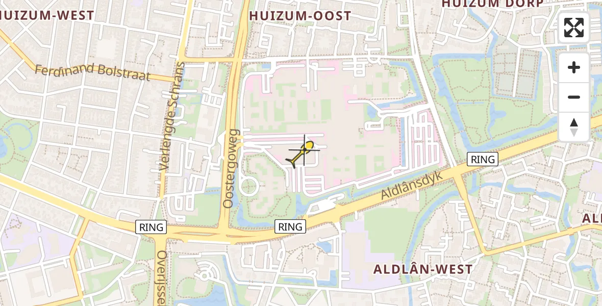 Routekaart van de vlucht: Ambulancehelikopter naar Leeuwarden