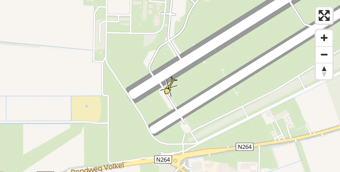 Vluchtroute Traumahelikopter van Vliegbasis Volkel naar Vliegbasis Volkel