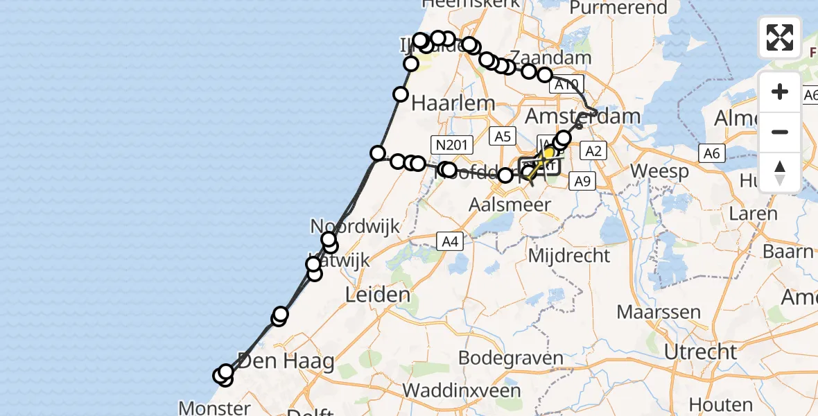 Vluchtroute Politiehelikopter van Schiphol naar Schiphol