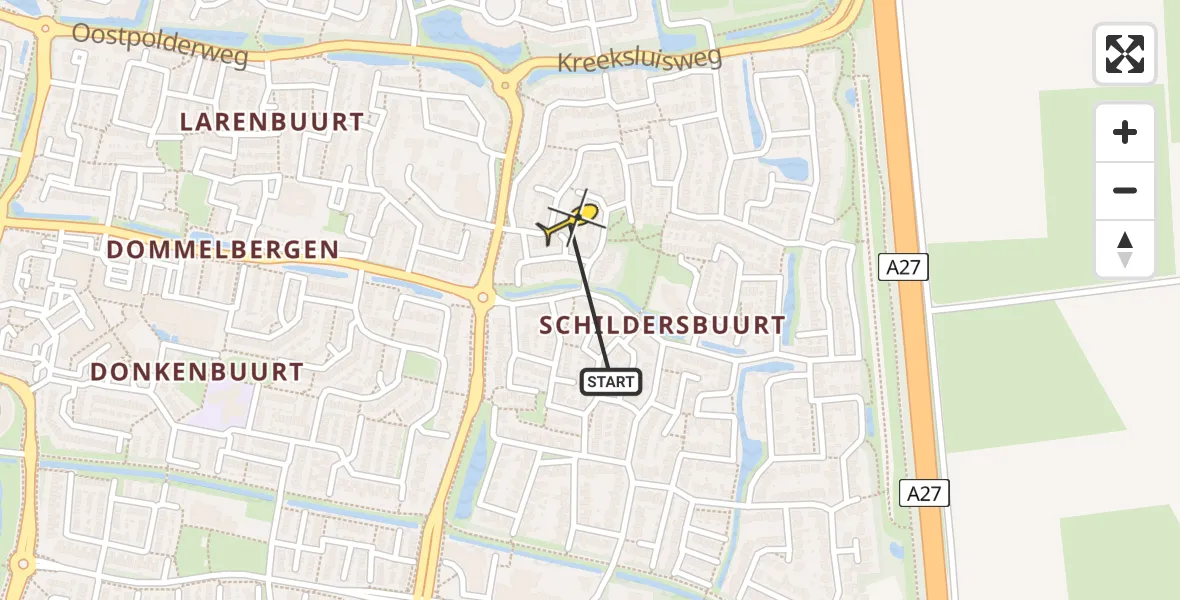 Routekaart van de vlucht: Lifeliner 2 naar Oosterhout, Ferdinand Bolstraat