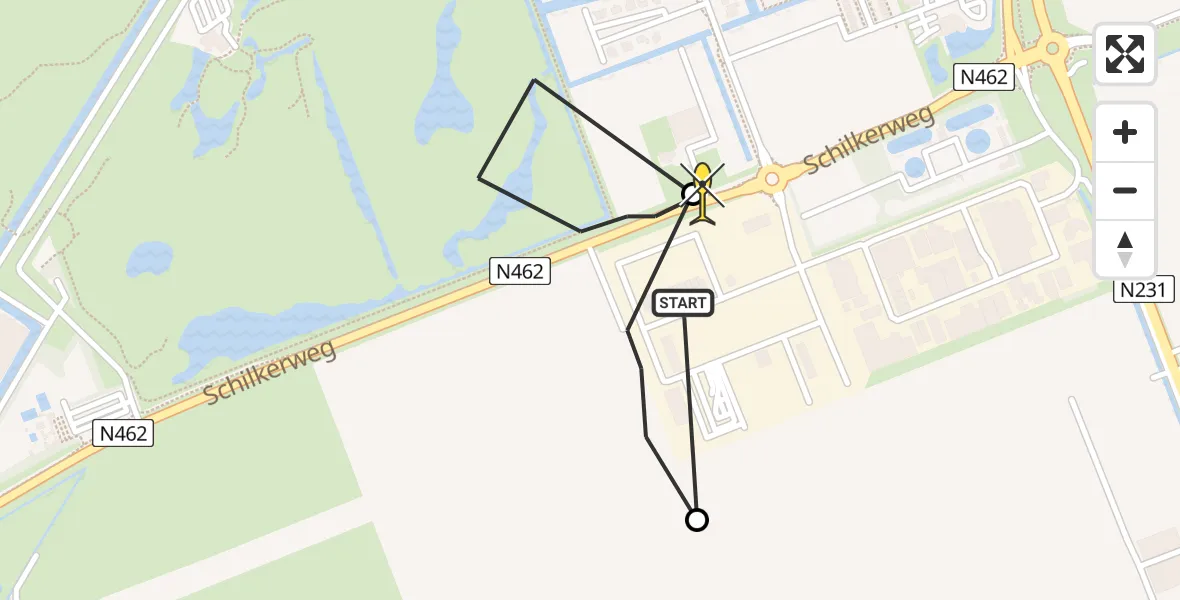 Routekaart van de vlucht: Lifeliner 1 naar Nieuwveen, Voltstraat