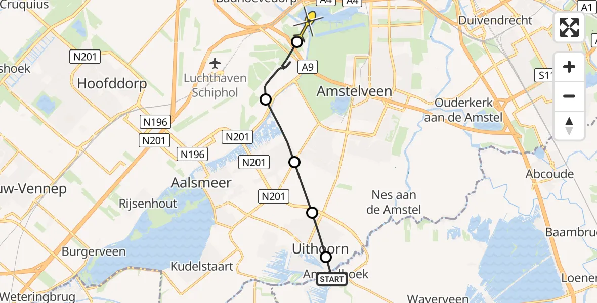 Routekaart van de vlucht: Politieheli naar Amsterdam, Van Eedenlaan