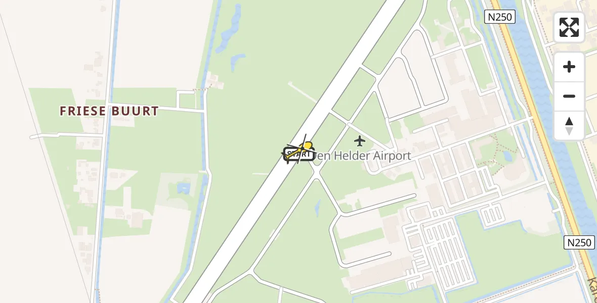 Routekaart van de vlucht: Kustwachthelikopter naar Vliegveld De Kooy, Luchthavenweg