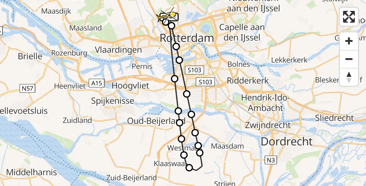 Routekaart van de vlucht: Lifeliner 2 naar Rotterdam The Hague Airport, Van Leeuwenhoekhof