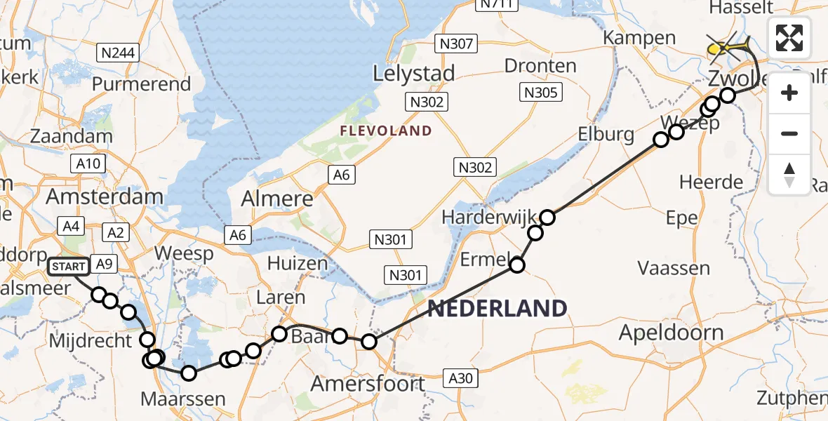 Routekaart van de vlucht: Politiehelikopter naar Zwolle, Grutterij