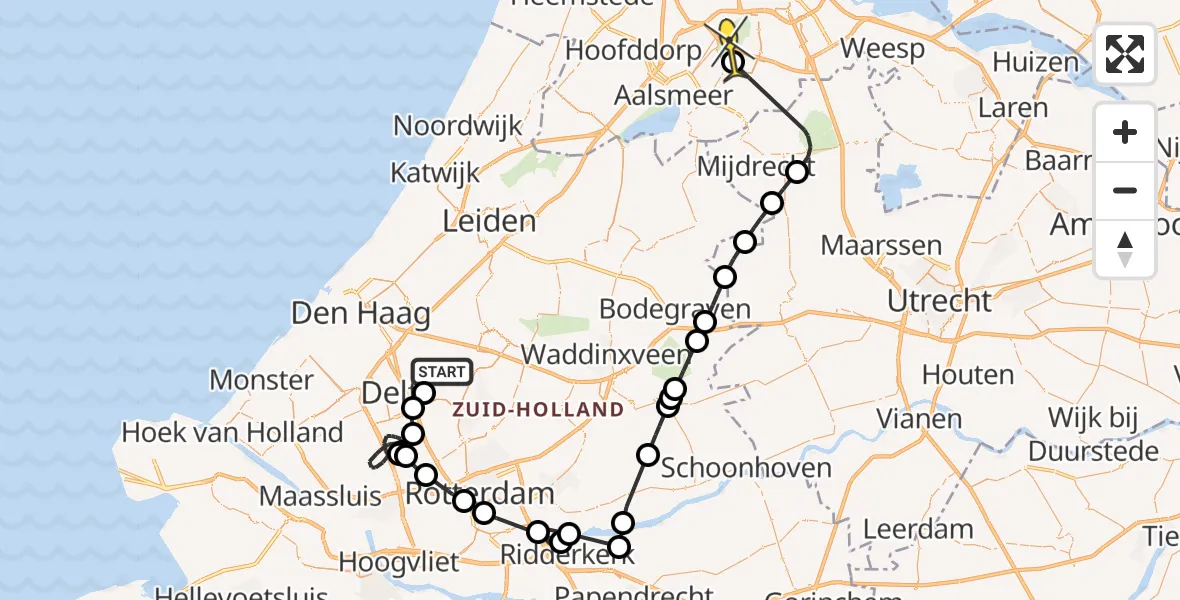 Routekaart van de vlucht: Politieheli naar Amstelveen, Hoefslag