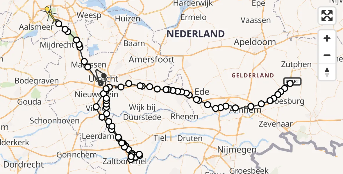 Routekaart van de vlucht: Politiehelikopter naar Amstelveen, Bronkhorsterweg