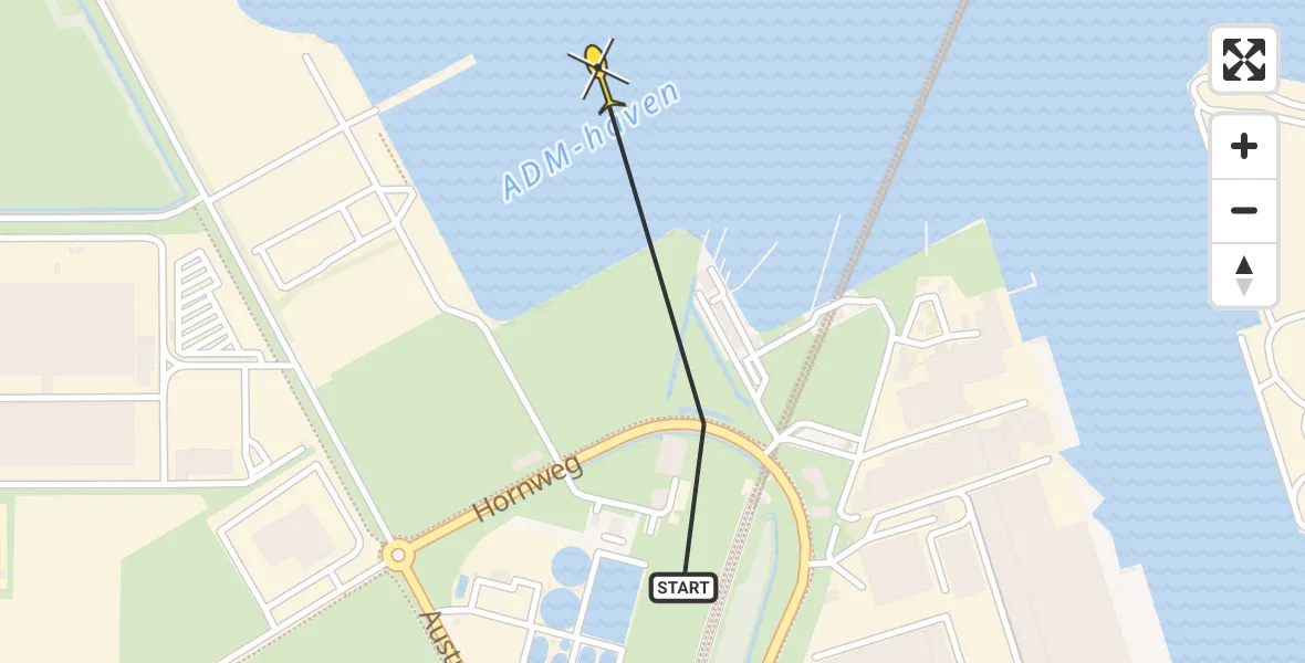 Routekaart van de vlucht: Lifeliner 1 naar Amsterdam Heliport