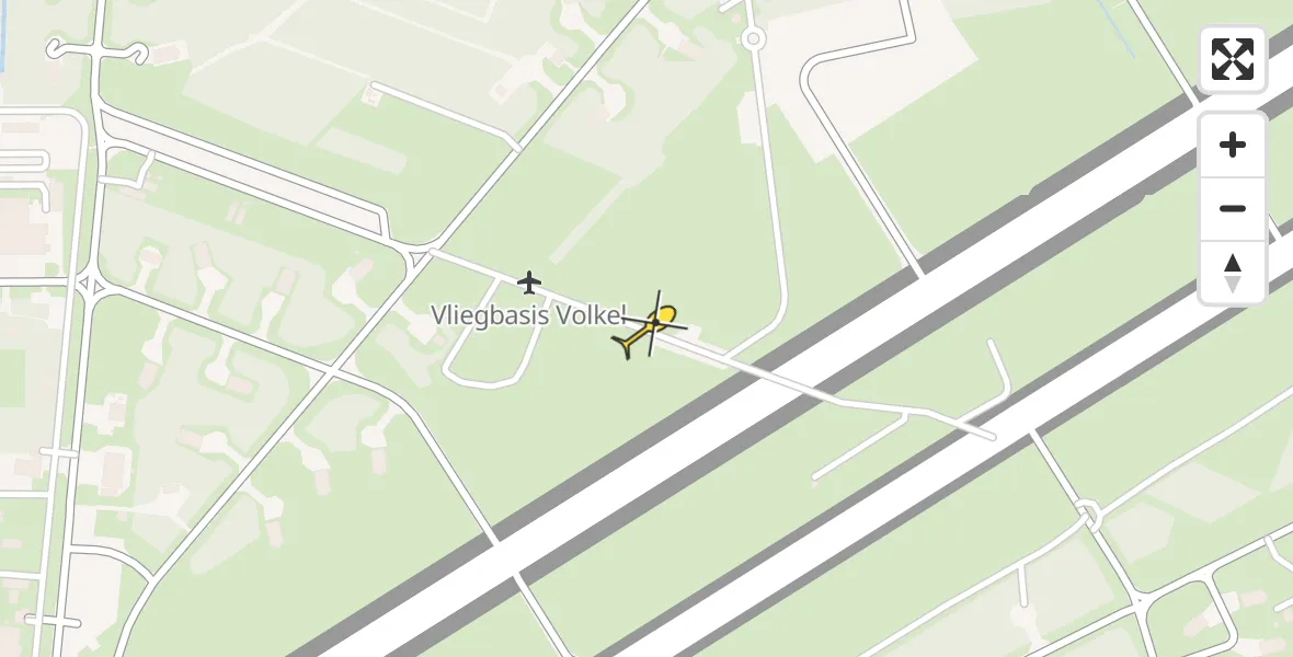 Vluchtroute Traumahelikopter van Vliegbasis Volkel naar Vliegbasis Volkel