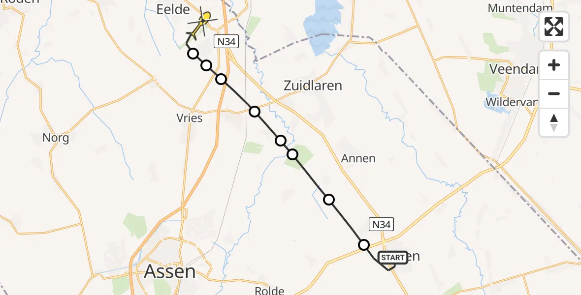 Routekaart van de vlucht: Lifeliner 4 naar Groningen Airport Eelde, Machlaan