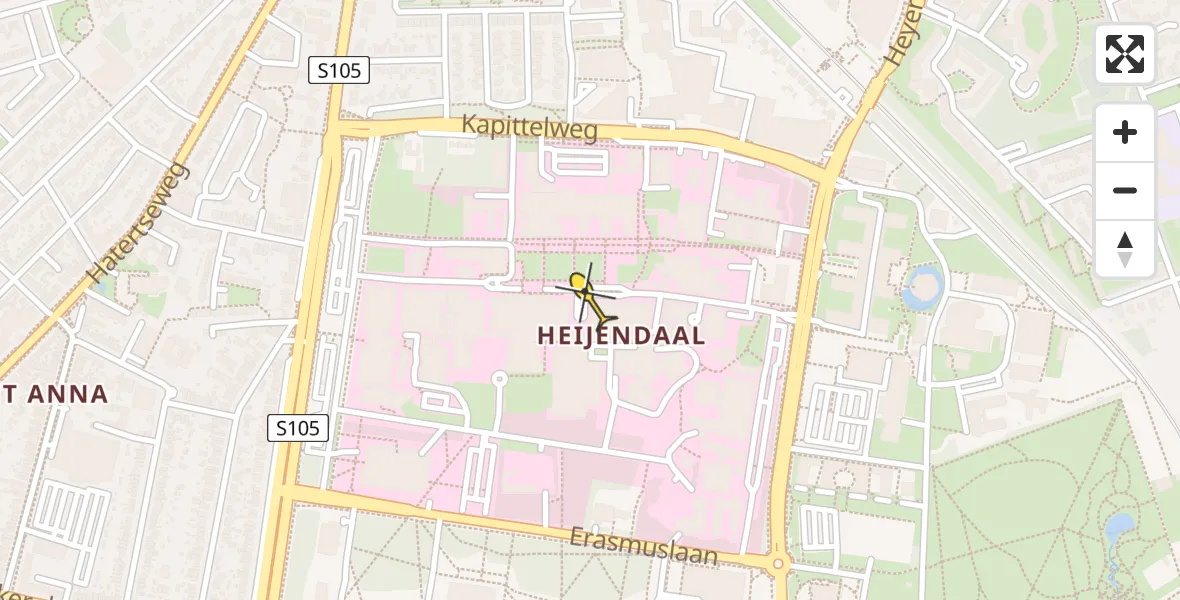 Routekaart van de vlucht: Lifeliner 3 naar Radboud Universitair Medisch Centrum