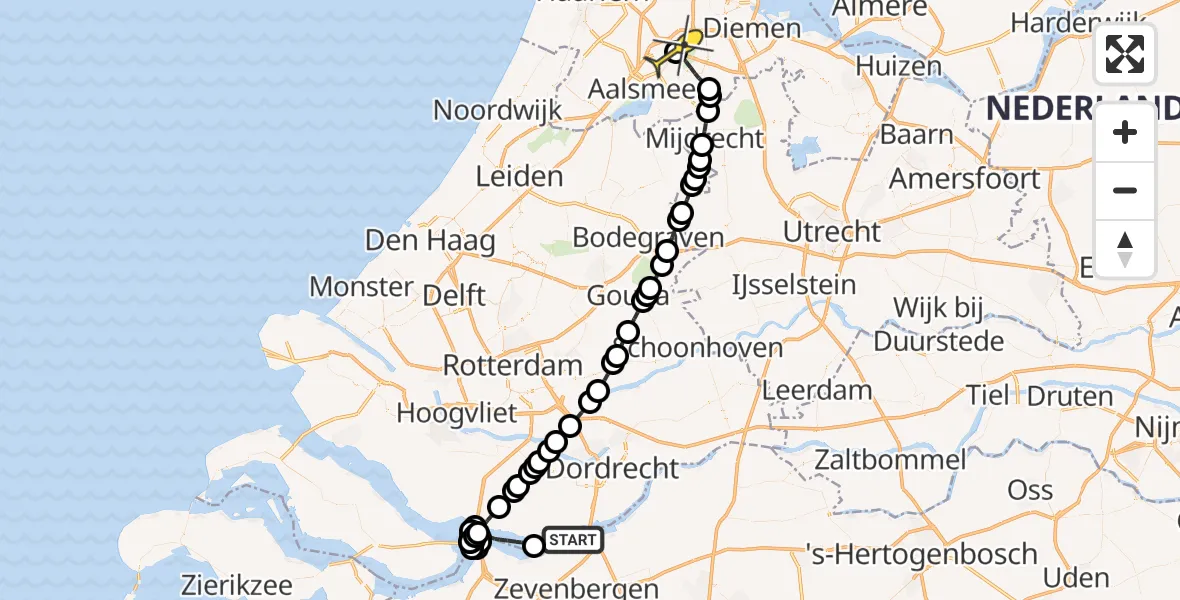 Routekaart van de vlucht: Politiehelikopter naar Schiphol, Stouwdam