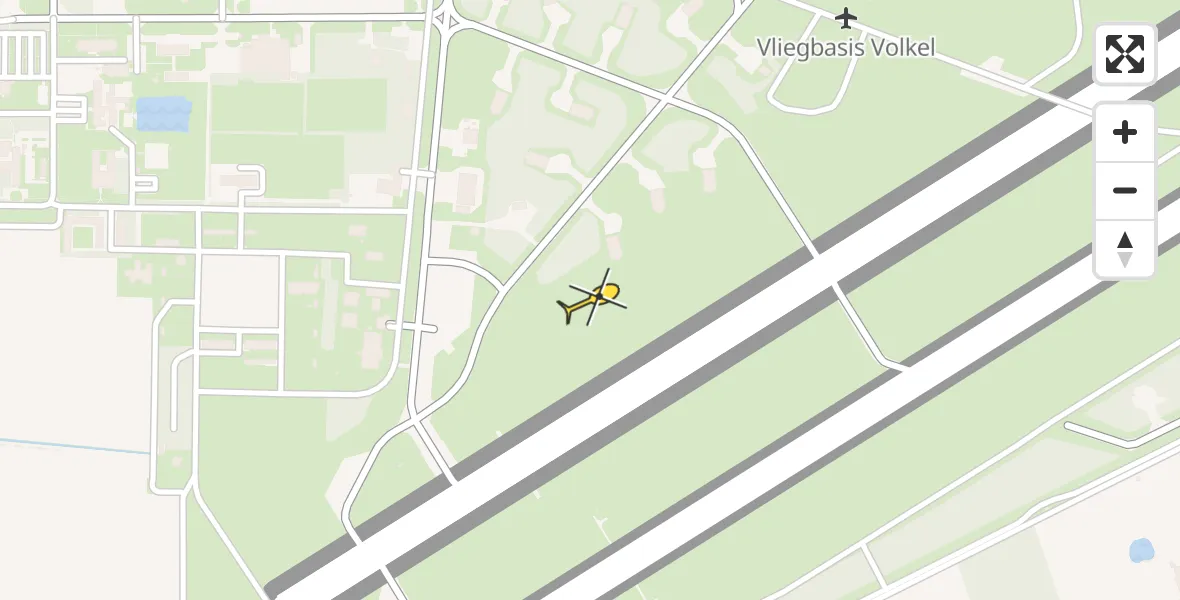 Vluchtroute Traumahelikopter van Vliegbasis Volkel naar Vliegbasis Volkel