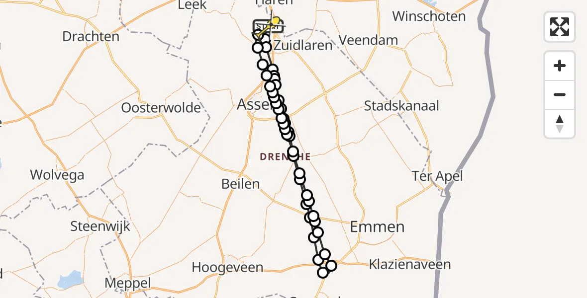 Routekaart van de vlucht: Lifeliner 4 naar Groningen Airport Eelde, Vissersweg