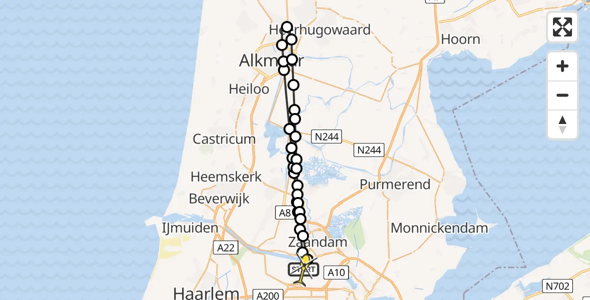 Routekaart van de vlucht: Lifeliner 1 naar Amsterdam Heliport, Ringweg