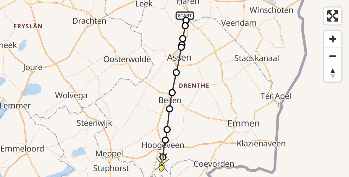 Routekaart van de vlucht: Lifeliner 4 naar Kerkenveld, Duinstraat