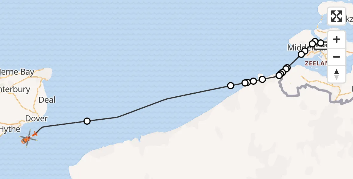 Vluchtroute Kustwachthelikopter Vliegveld Midden-Zeeland - , 12 mei 2025, 08:35