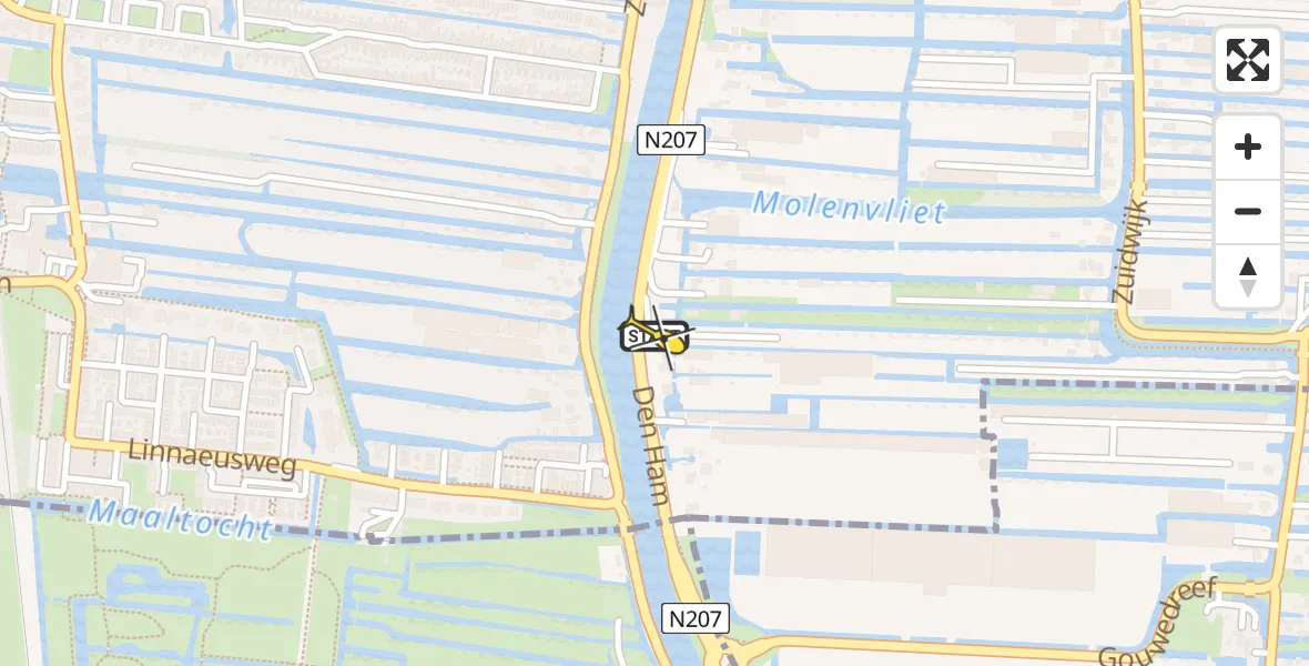 Routekaart van de vlucht: Lifeliner 2 naar Boskoop, Den Ham