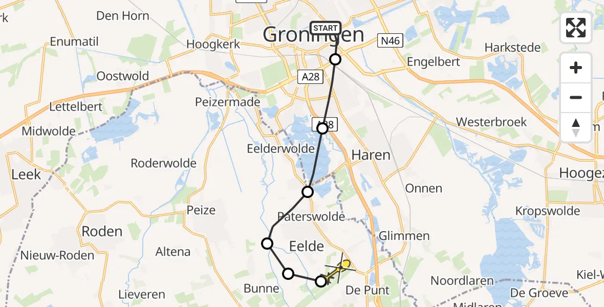 Routekaart van de vlucht: Lifeliner 4 naar Groningen Airport Eelde, Sontweg
