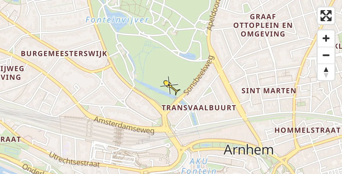 Routekaart van de vlucht: Traumaheli naar Arnhem