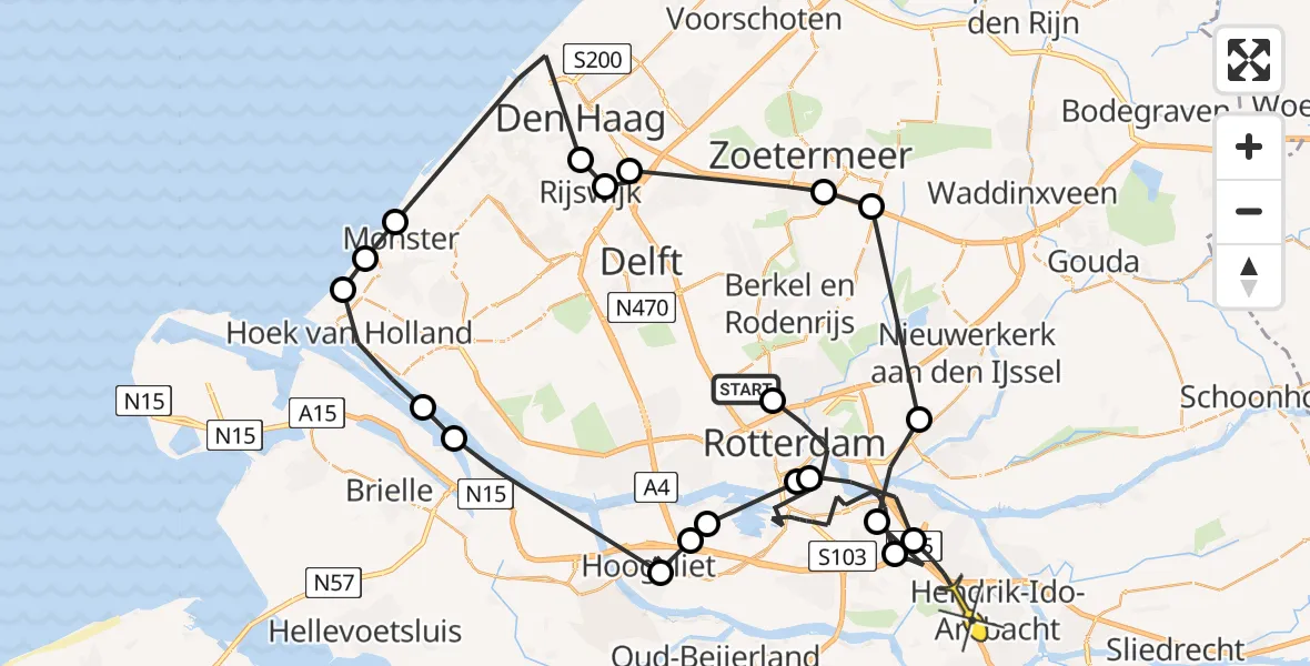 Routekaart van de vlucht: Politiehelikopter naar Hendrik-Ido-Ambacht, Kleiweg