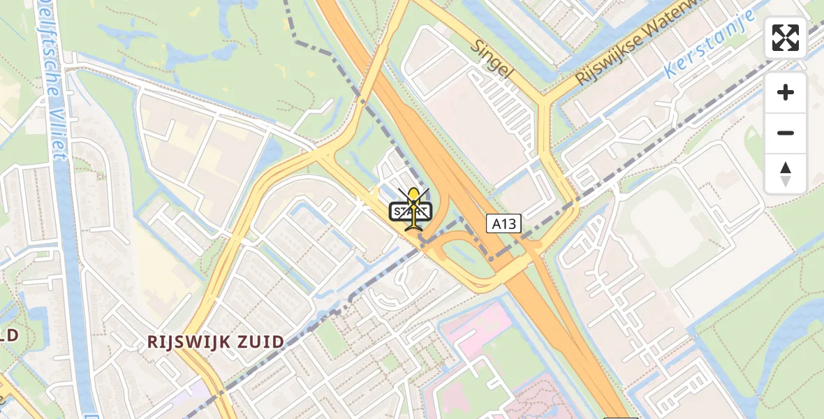 Routekaart van de vlucht: Lifeliner 2 naar Rijswijk, Vrijenbanselaan