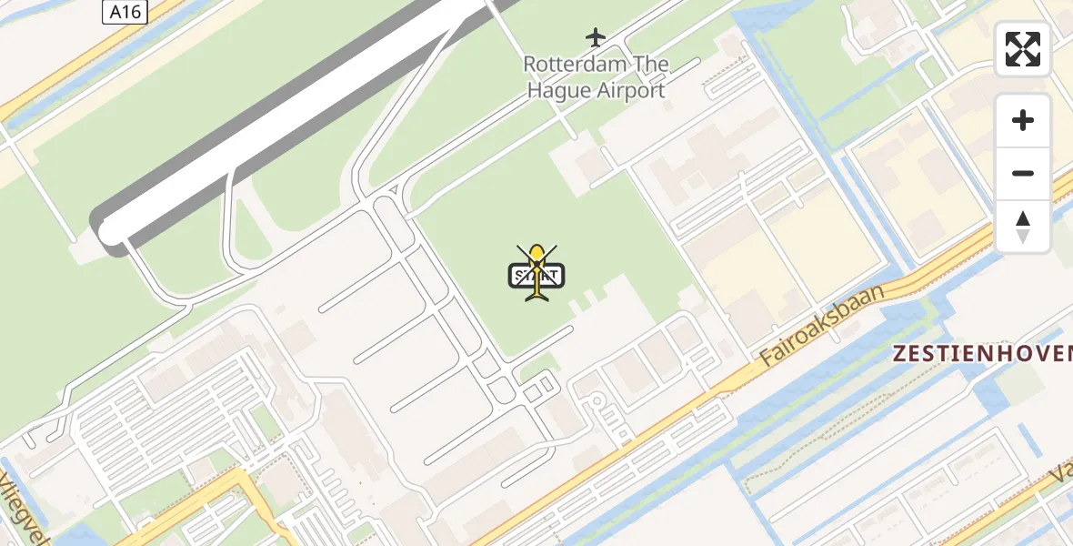 Routekaart van de vlucht: Politieheli naar Rotterdam The Hague Airport, Brandenburgbaan