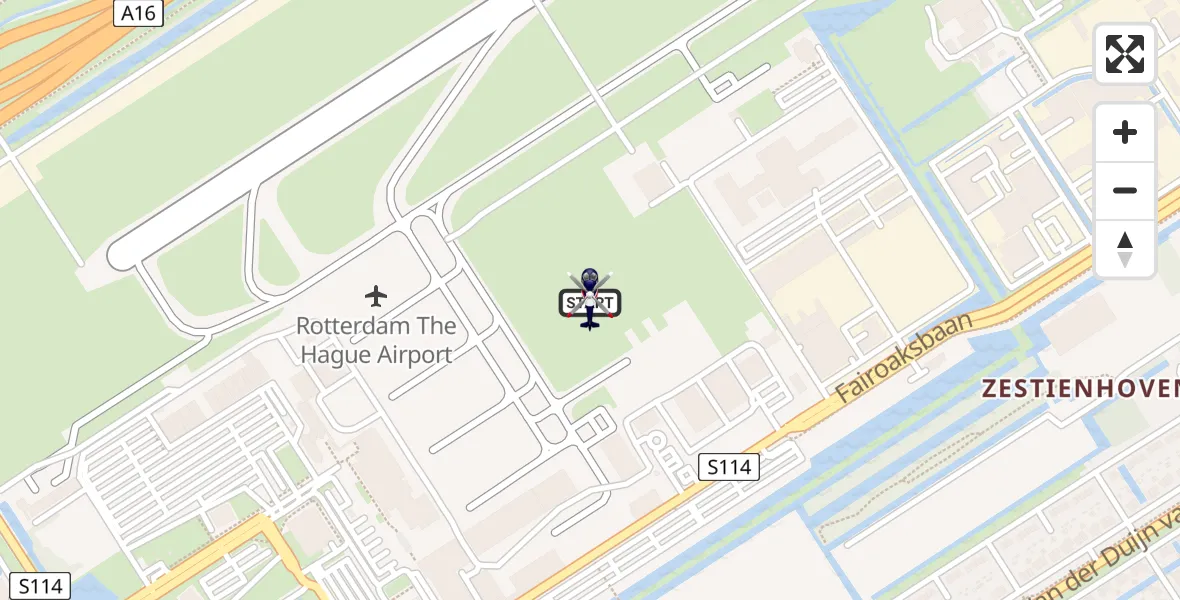 Vluchtroute Politiehelikopter van Rotterdam The Hague Airport naar Rotterdam The Hague Airport