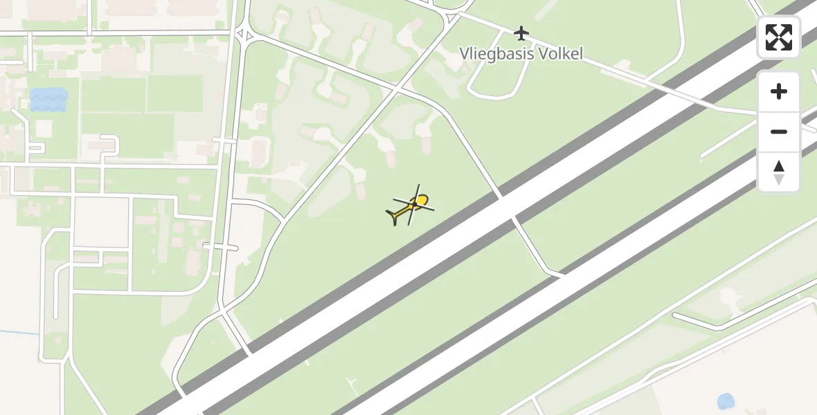 Vluchtroute Traumahelikopter van Vliegbasis Volkel naar Vliegbasis Volkel