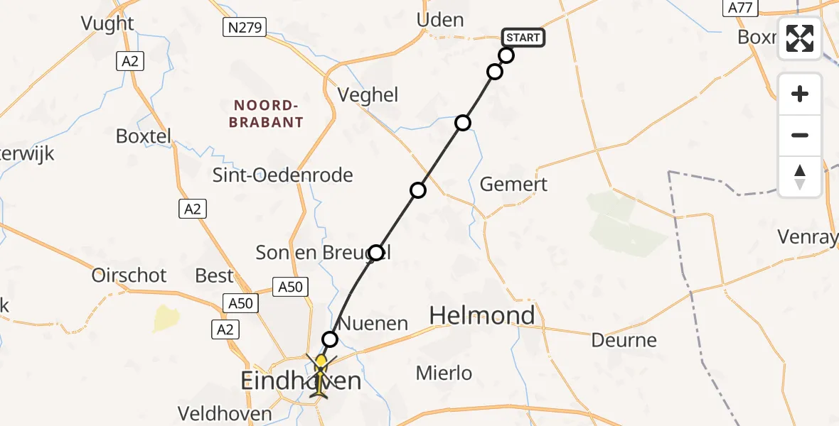 Routekaart van de vlucht: Lifeliner 3 naar Eindhoven, Oosterheidestraat