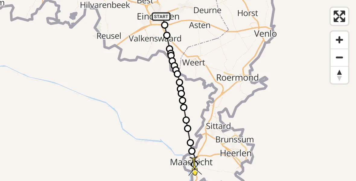 Routekaart van de vlucht: Lifeliner 3 naar Maastricht UMC+, Tafelbergplein
