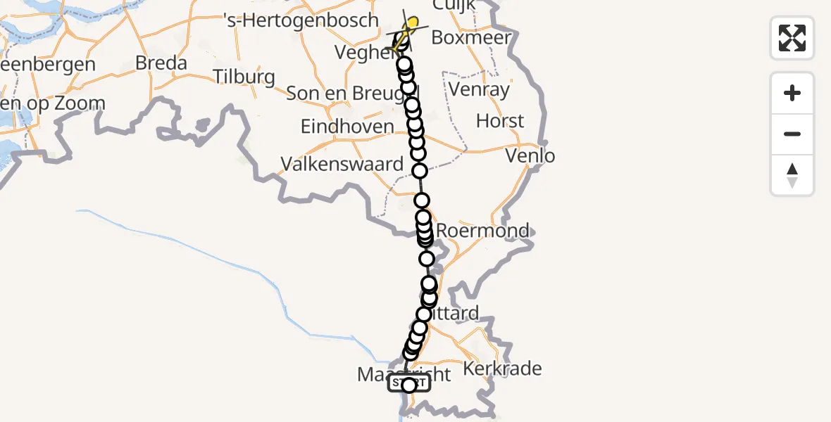 Routekaart van de vlucht: Lifeliner 3 naar Vliegbasis Volkel, Malvabeemd