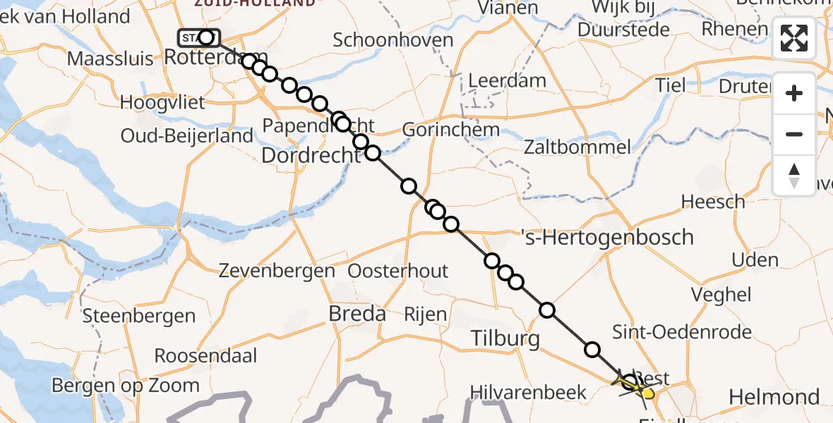 Routekaart van de vlucht: Lifeliner 2 naar Oirschot, Edsger Dijkstralaan