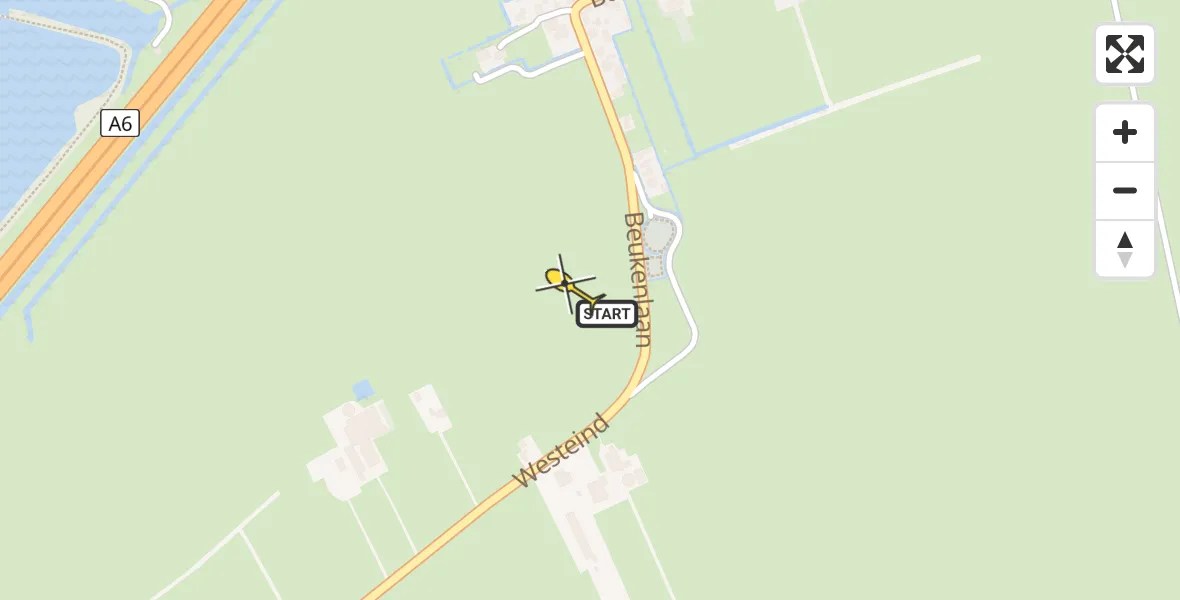 Routekaart van de vlucht: Lifeliner 4 naar Oosterzee, Beukenlaan