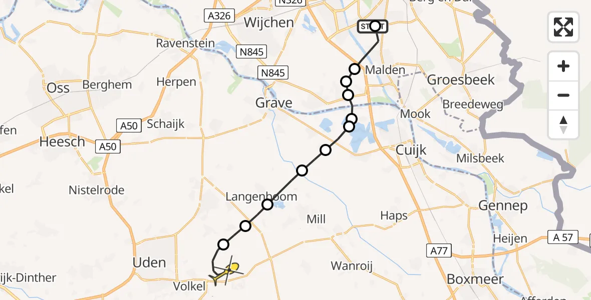 Routekaart van de vlucht: Lifeliner 3 naar Vliegbasis Volkel, Laantje