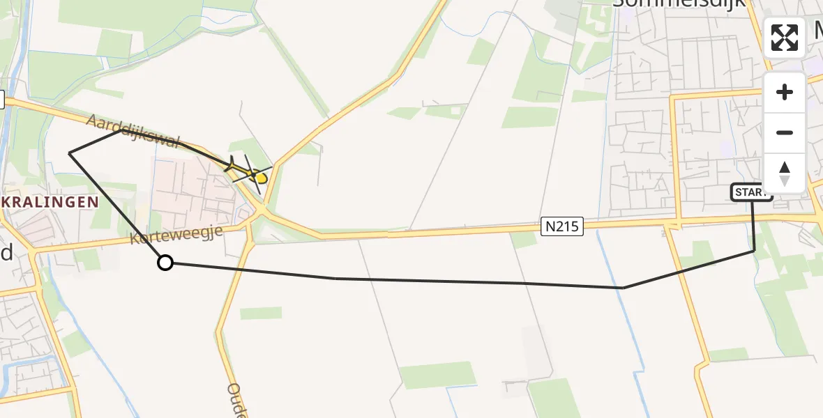 Routekaart van de vlucht: Lifeliner 2 naar Dirksland, Proostweg