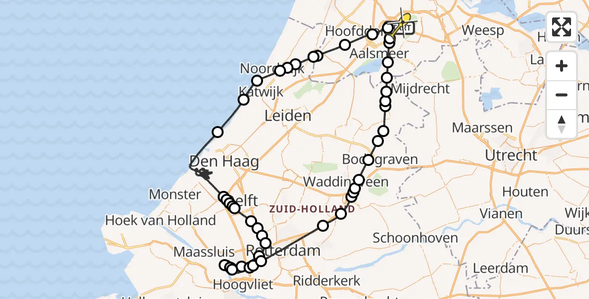 Vluchtroute Politiehelikopter van Schiphol naar Schiphol