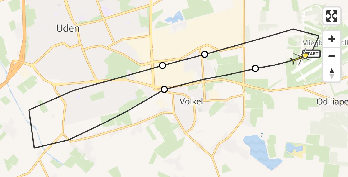 Routekaart van de vlucht: Lifeliner 3 naar Vliegbasis Volkel, Zeelandsedijk