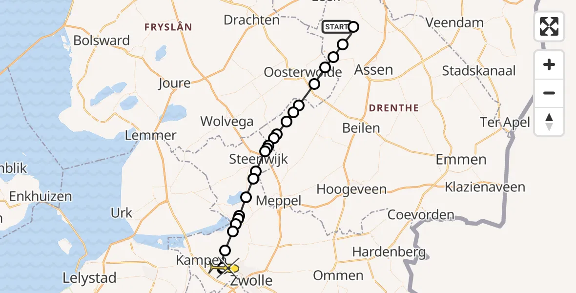 Routekaart van de vlucht: Lifeliner 4 naar 's-Heerenbroek, Hertenpad