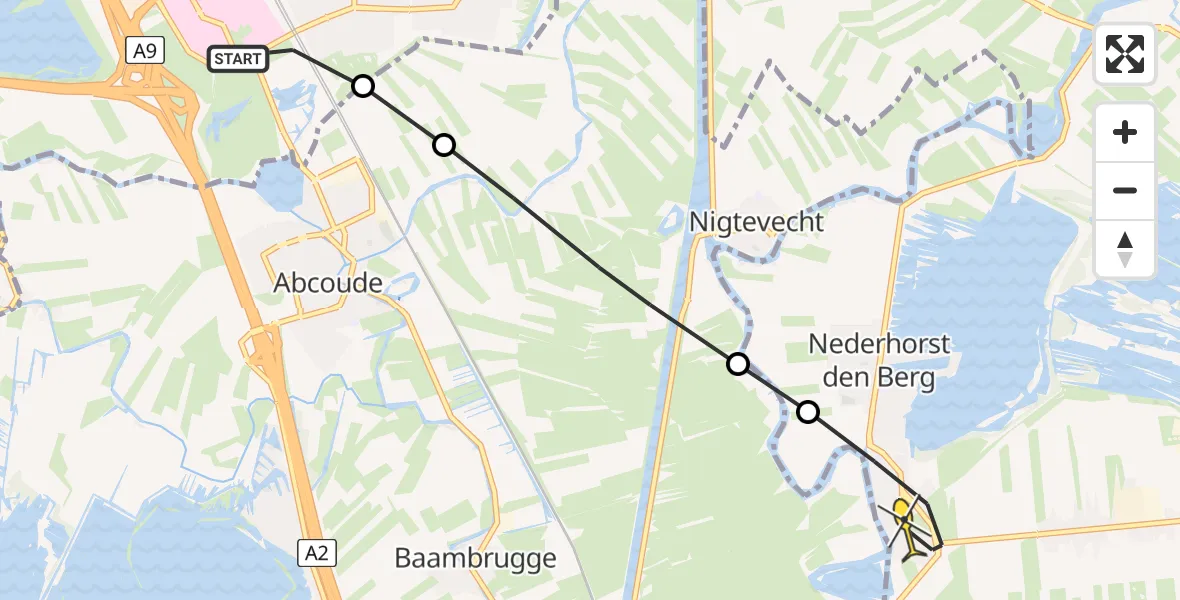 Routekaart van de vlucht: Lifeliner 1 naar Nederhorst den Berg, Spengenpad