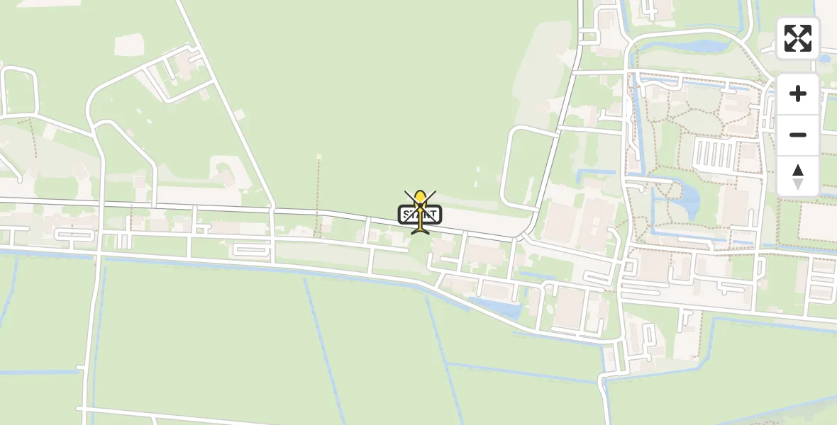 Vluchtroute Ambulancehelikopter van Vliegbasis Leeuwarden naar Vliegbasis Leeuwarden