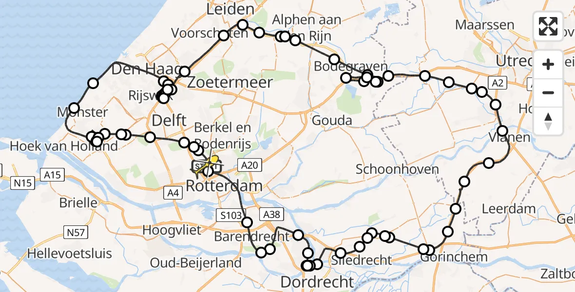 Routekaart van de vlucht: Politieheli naar Rotterdam The Hague Airport, A16 Rotterdam