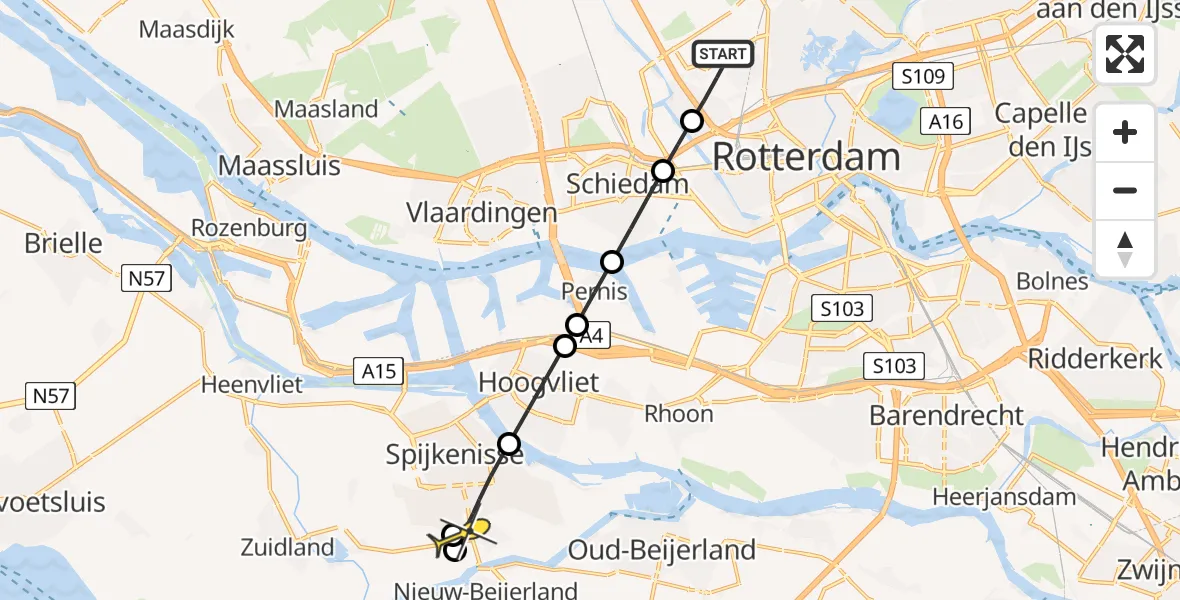Routekaart van de vlucht: Lifeliner 2 naar Spijkenisse, Brandenburgbaan