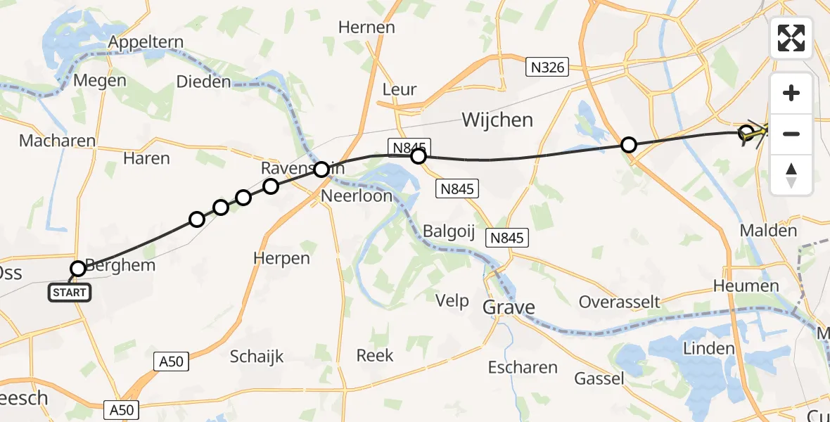 Routekaart van de vlucht: Lifeliner 3 naar Malden, Het Reut