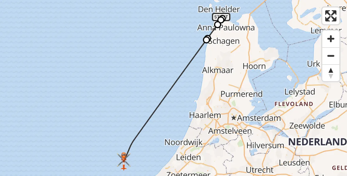 Vluchtroute Kustwachthelikopter Vliegveld De Kooy - , 13 mei 2025, 16:58