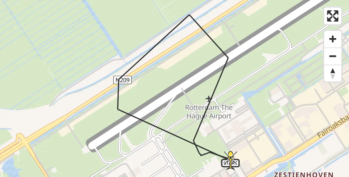 Routekaart van de vlucht: Lifeliner 2 naar Rotterdam The Hague Airport, Brandenburgbaan