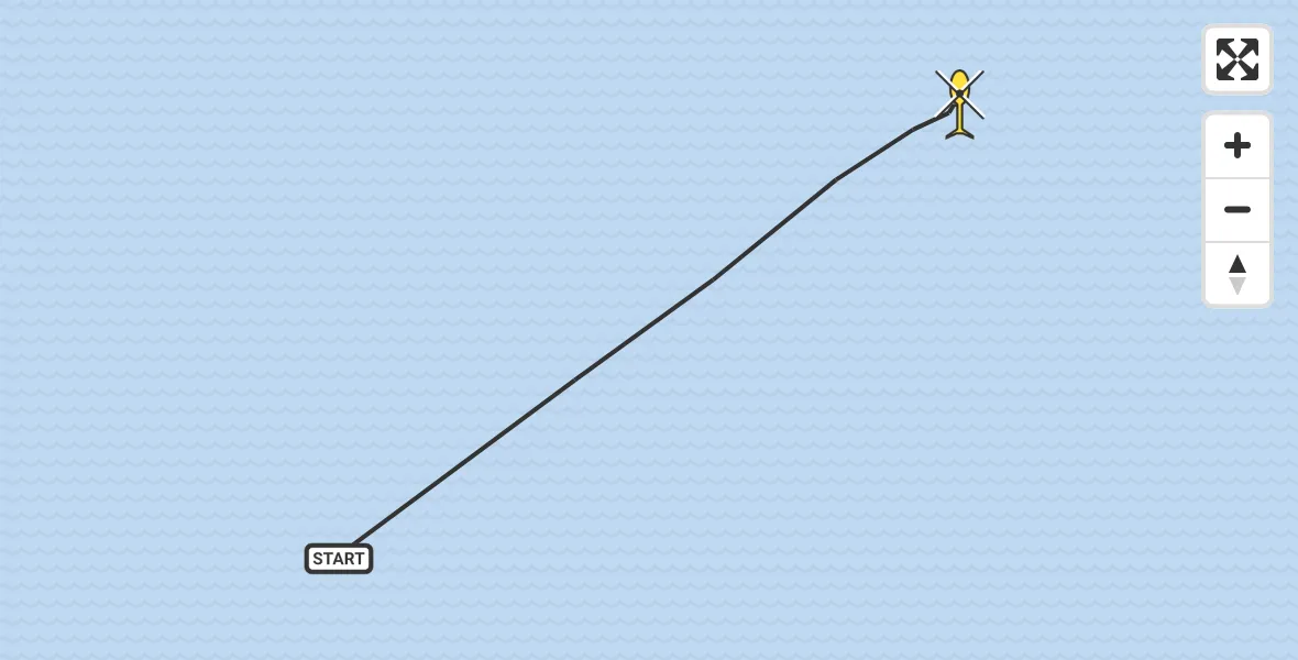 Routekaart van de vlucht: Kustwachthelikopter naar 