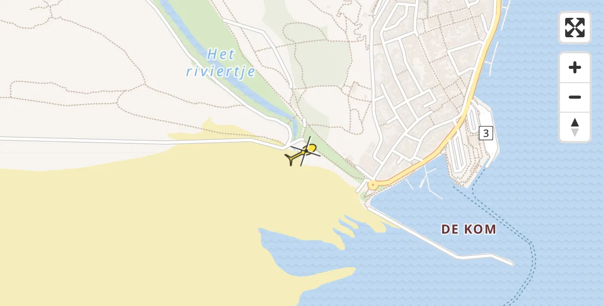 Routekaart van de vlucht: Ambulanceheli naar West-Terschelling